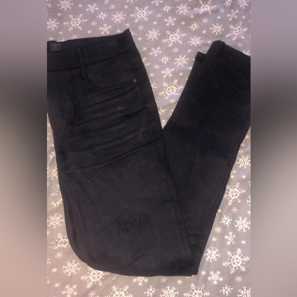 RtA Black Slim Straight Jeans with Subtle RTA Embroidery